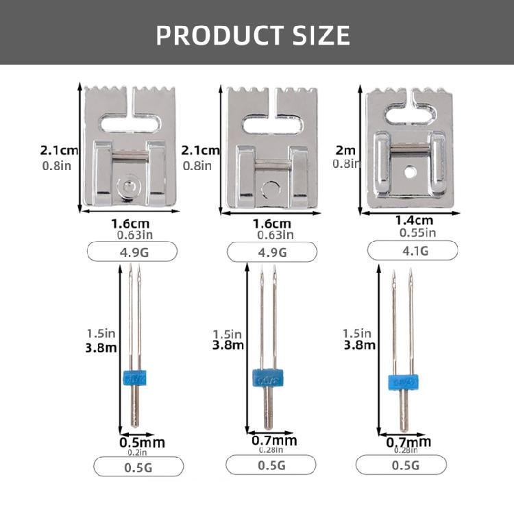 3Pcs Twin Needle Stretch Machine Needle and Presser Foot Replacement Set for Most Household Sewing Machine