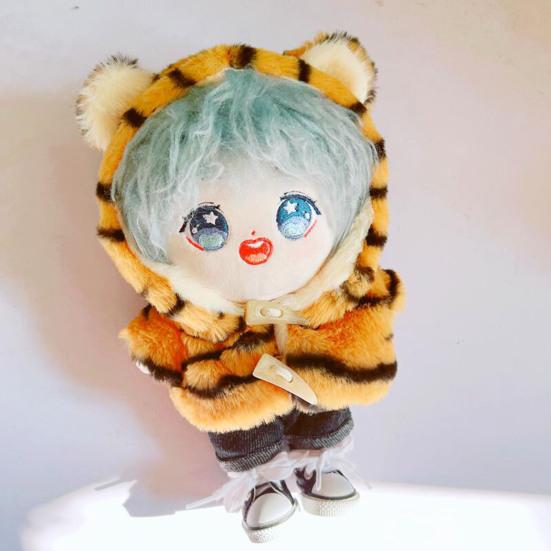Doll Clothes Tiger Pattern Dress-up Fabric Beautiful Doll Hooded Coat Pants Outfit for 20cm Doll