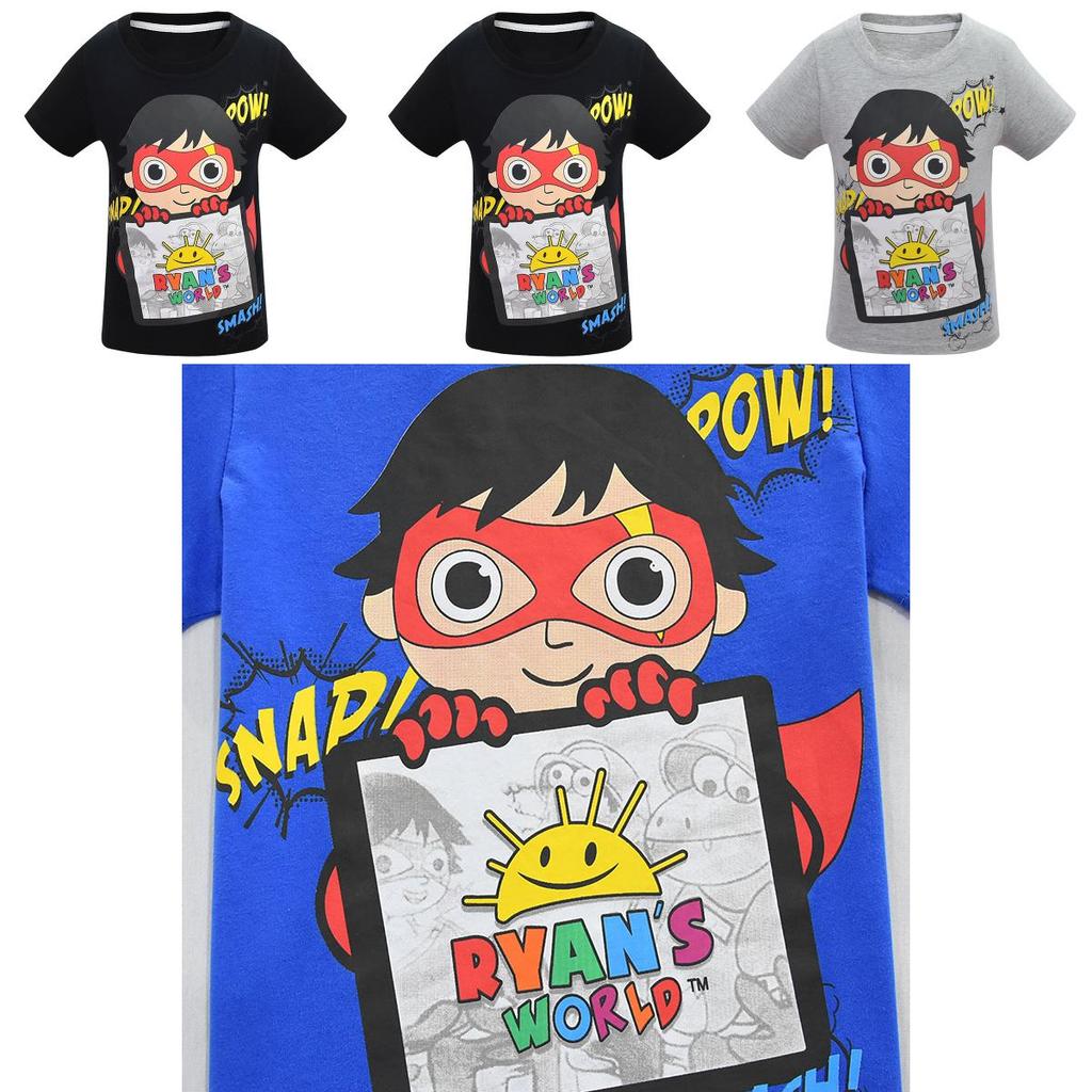 Trendy Ryan Toys Review Cartoons Print T-shirt Soft Cotton Blend Short Sleeve Tops