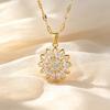 Exquisite Zircon Sun Flower Pendant Necklace for Women Gold Color Bohemian Style Choker Necklace Waterproof Fashion Jewelry
