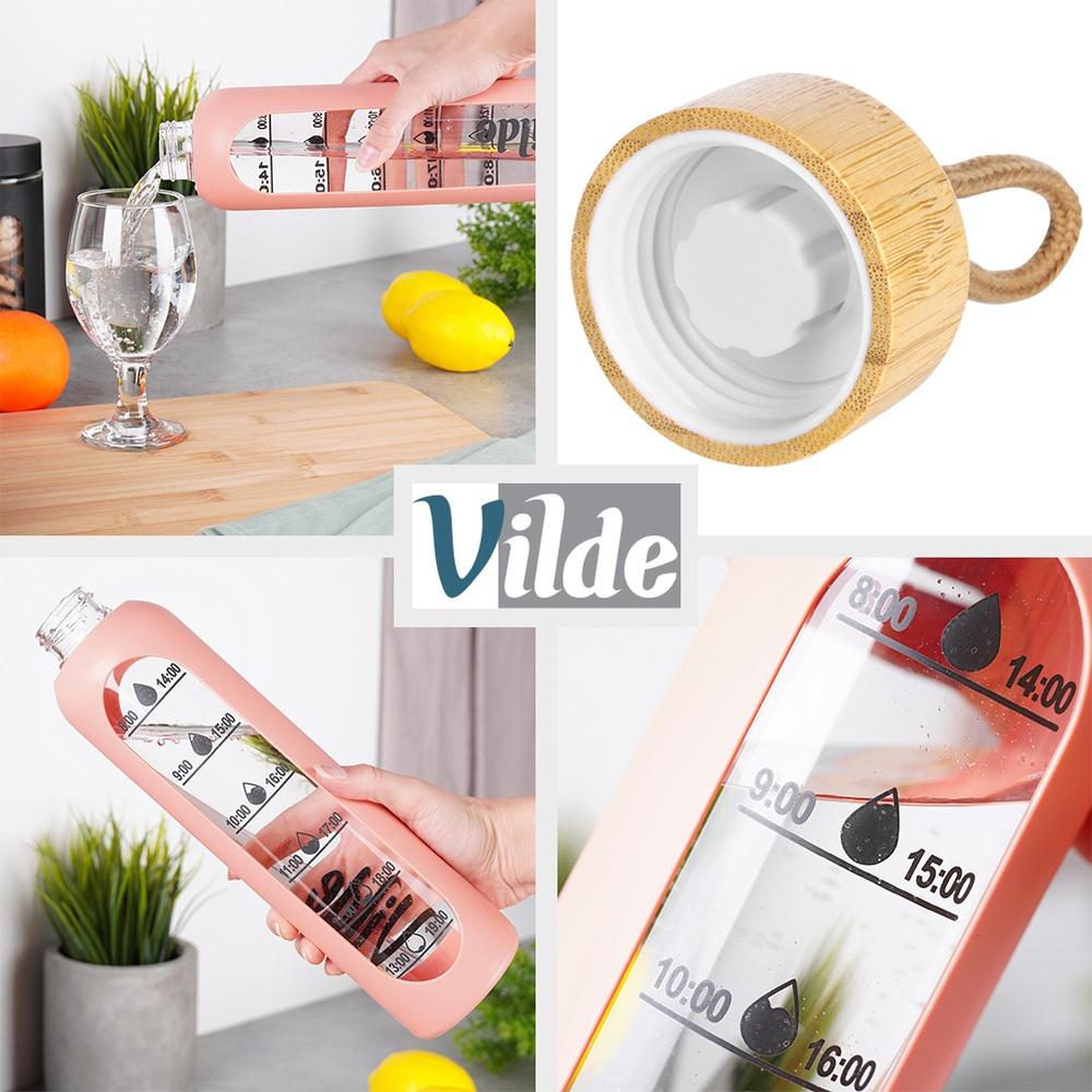 Bottiglia Motivazionale Per Acqua Bevande Vetro Silicone Grande Bottiglia Sportiva 1L