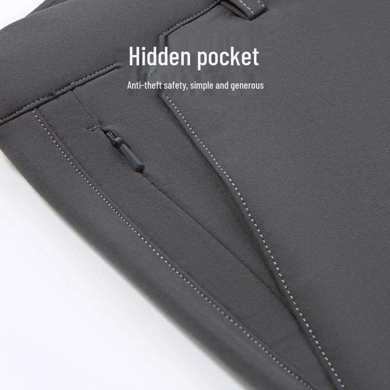 Hodo Men's Plush-Lined Easy-Care Casual Business Trousers