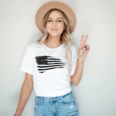 Damen T-Shirts Amerikanische Flagge Kurze Ärmel Weißes Frauen-T-Shirt für weibliche T-Shirt-Oberteile Frau T-Shirt
