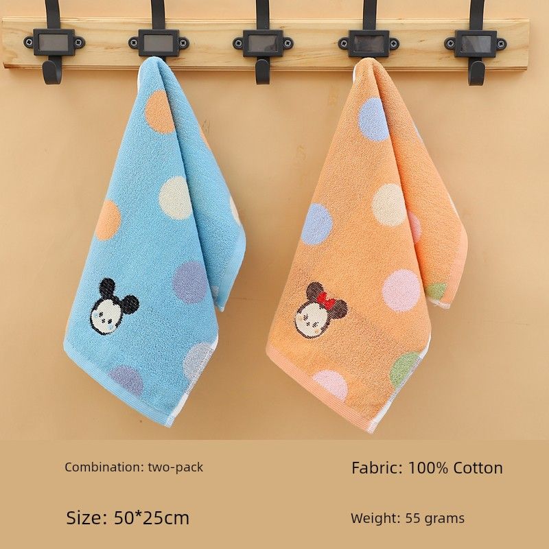 Pure Cotton Facecloth For Home Cartoon Soft Water-Absorbing Cotton Not Easy to Shed Hair Men and Women Kids Cute Children Towel Face Towel