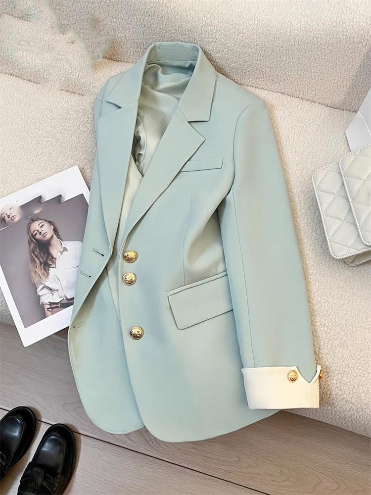 Giacca Blazer Cardigan da Donna alla Moda con Scollo a Revers, Vestibilità Aderente, Chiusura a Bottoni e Tasche, Adatto per l'Ufficio e il Tempo Libero