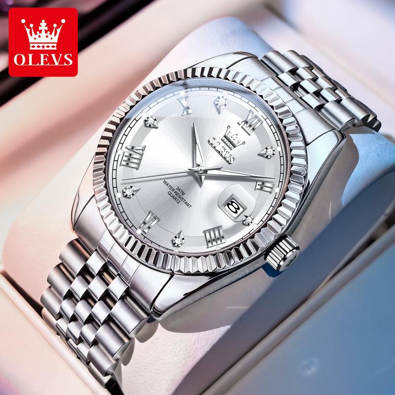 Oulishi Gold Men s Waterproof Luminous Quartz Watch with Steel Band