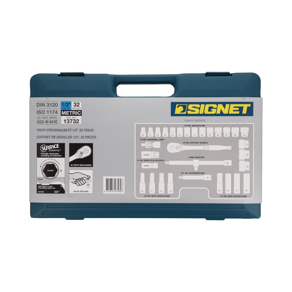 SIGNET Drive MM Socket Wrench Set 13732 1/2" 32-Piece