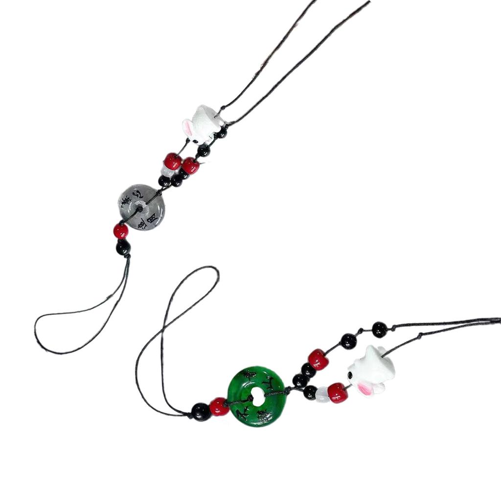 Resin Rabbit Charm with Rope for Phone Key Rabbit Pendant Phone Charm Ping Buckle Key Ornament for Trendy Individuals