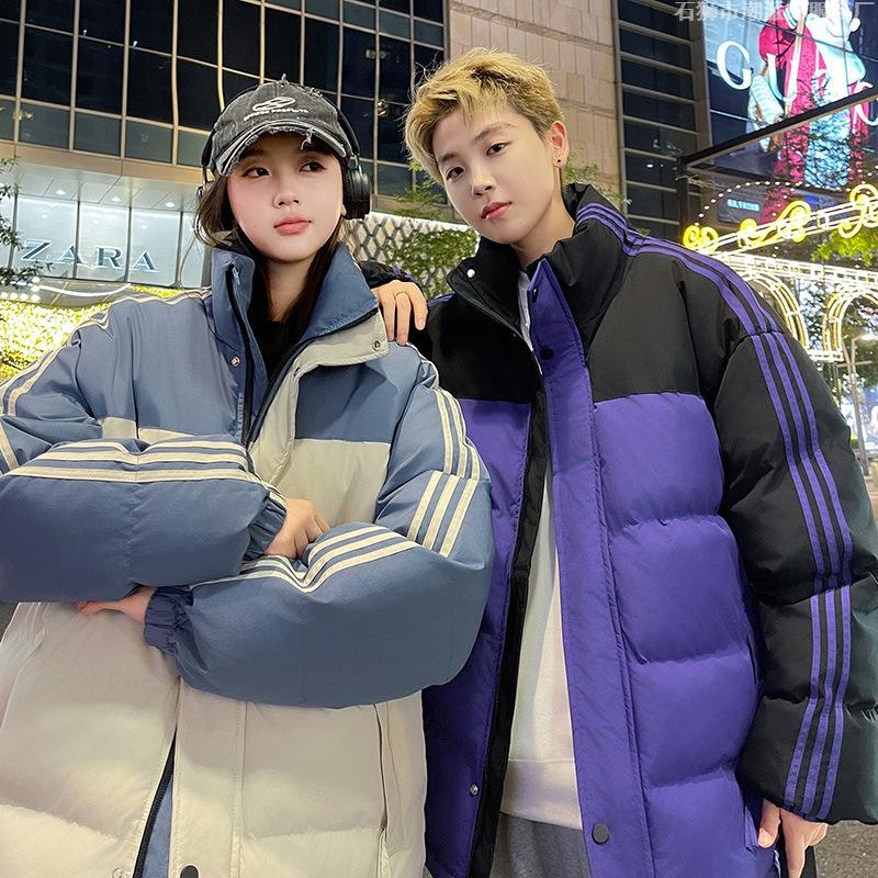 Winter New Splicing Down Cotton Clothes Men's Couple Loose Bread Clothes Casual Warm Cotton Clothes Jacket Women