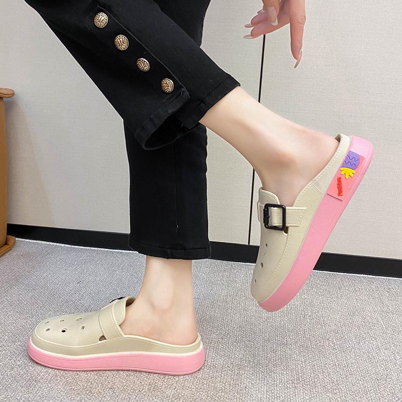 Trendy Women's Summer Closed-Toe Non-Slip Slip-On Slippers with Thick Sole