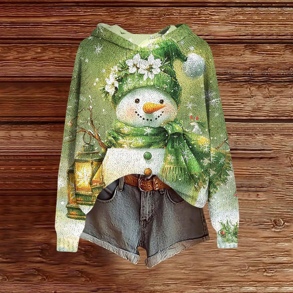 Ladies' Fashionable Printing Casual Hooded Long Sleeved Sweatshirt