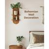 Wall Decor Brown Plant Wall Shelf, Modern Hanging Plant Shelf, 2-Tier Wooden Floating Shelves for Home, Living Room, Office Holding Planter Decoration