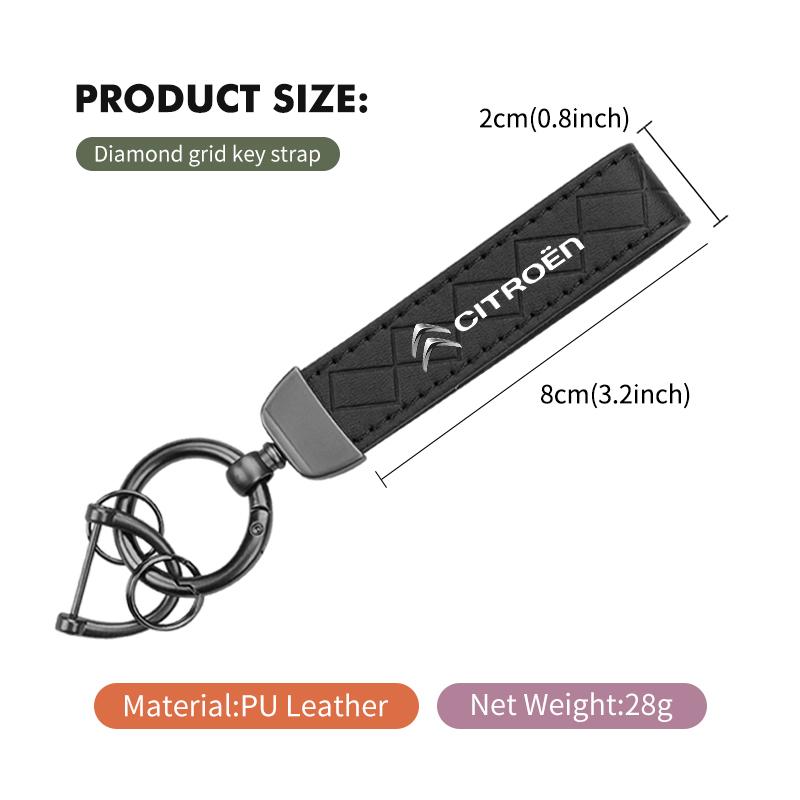 Car Keyring Leather Plaid Keychain Buckle Key Ring Chain Holder For Citroen C4 C3 C5 C1 C2 C6 C4L DS3 DS4 Berlingo Picasso WR3