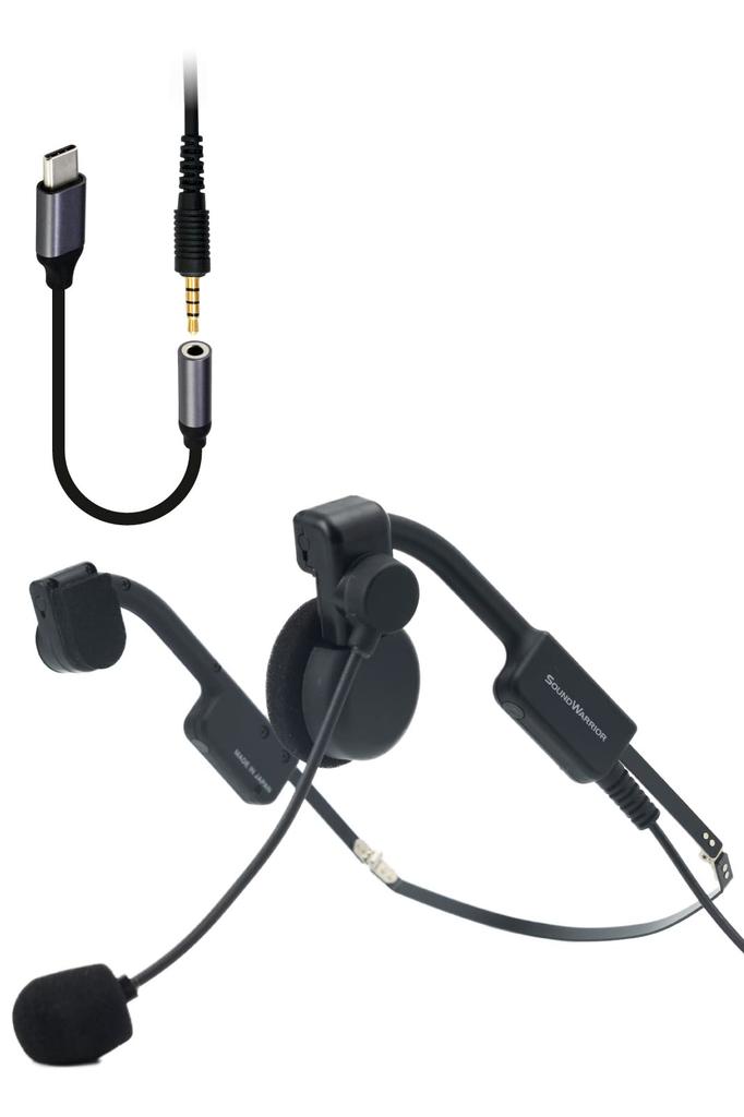 SOUNDWARRIOR Headset Speaker Type Wired Foldable Adapter Original Case Included Made in Japan B-Frame-air Single-ear Ultra-lightweight USB-C +