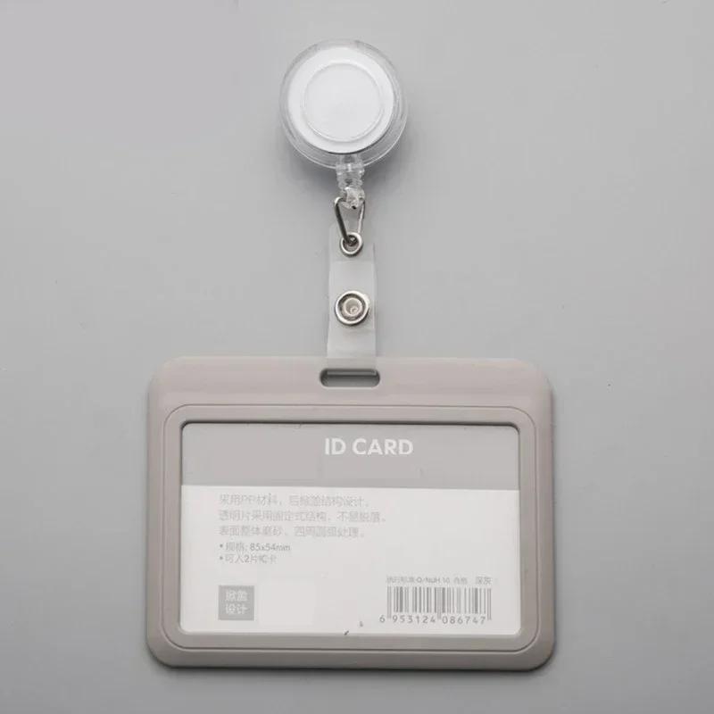 Women Man Credit Card Cover Case with Retractable Buttons Pouch Creative Transparent Nurse Badge Doctor ID Holder Clip Badge