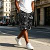 Pantalones Cortos Casuales para Hombre con Estampado de Árboles Camuflados, Cintura con Cordón, Bolsillos, Corte Holgado, Tejido Ligero y Transpirable para Uso Diario