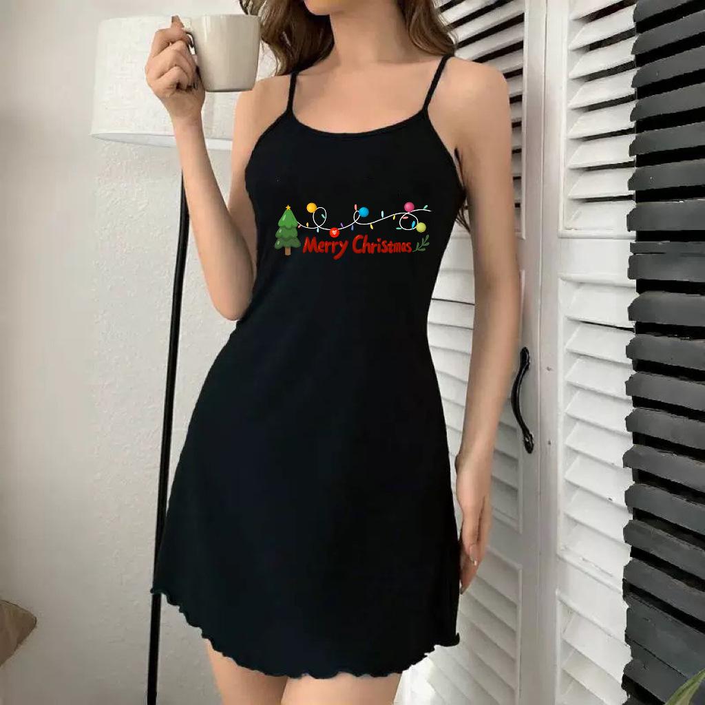 Женский рождественский комплект: камисоль и ночная рубашка с оборками Medium