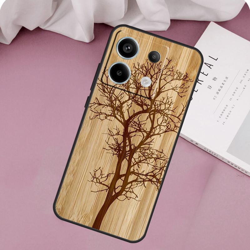 Tree Flower Bamboo Wood Case For Xiaomi Redmi Note 13 Pro 14 12 11 10 9 11S 12S Redmi 15 14C 10C 12C 13C 15C Cover