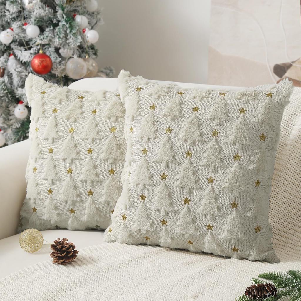 Christmas Hug Pillow Cover Solid Color Quilted Plush Modern Simple Hug Pillow Living Room Sofa Detachable Washable Back Cushion