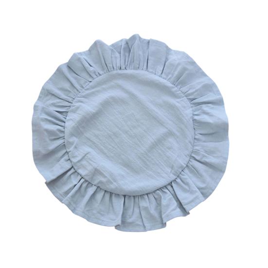 Rustikální prostírání Jednobarevné Kulatý tvar Volánkový okraj Prostírání na odpolední čaj Měkká praná bavlna Podložka na stůl Jídelna Kuchyně Párty Rustikální výzdoba stolu