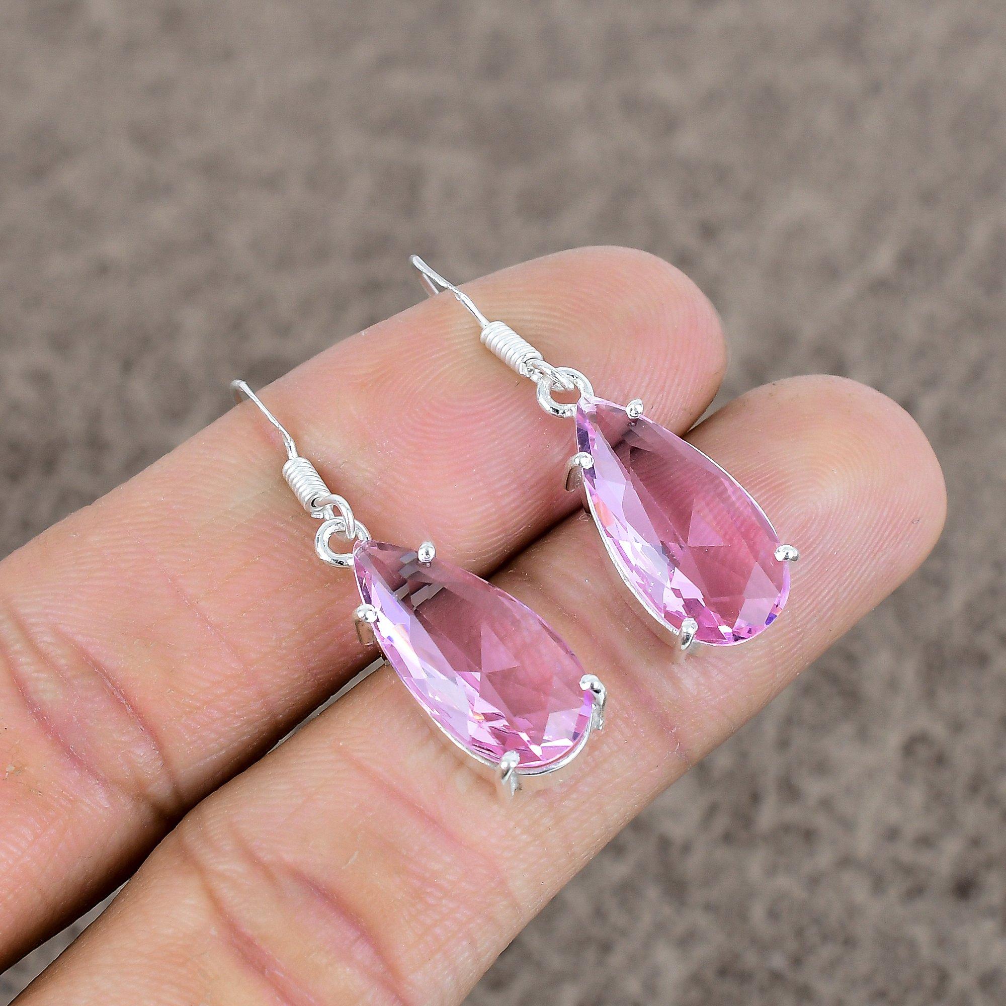 

Pink Kunzite Gemstone Handmade 925Sterling Silver Jewelry Earring 1.50 KKG-119