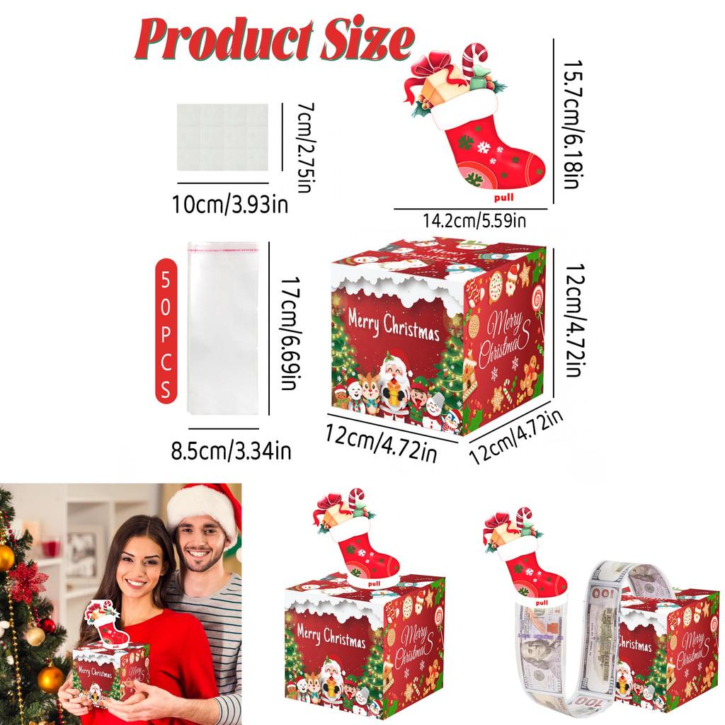 Red Christmas Theme Pattern Gift Box For Gift Packaging And Seasonal Party Decor