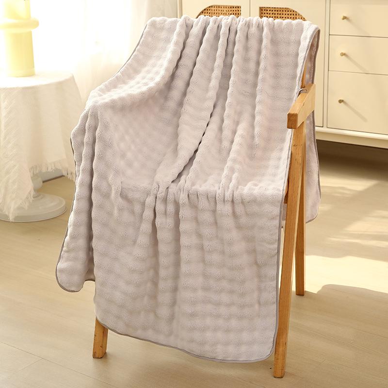 Quick-Dry Coral Fleece Bath Towel - Soft, Absorbent, Thickened for Home & Beach