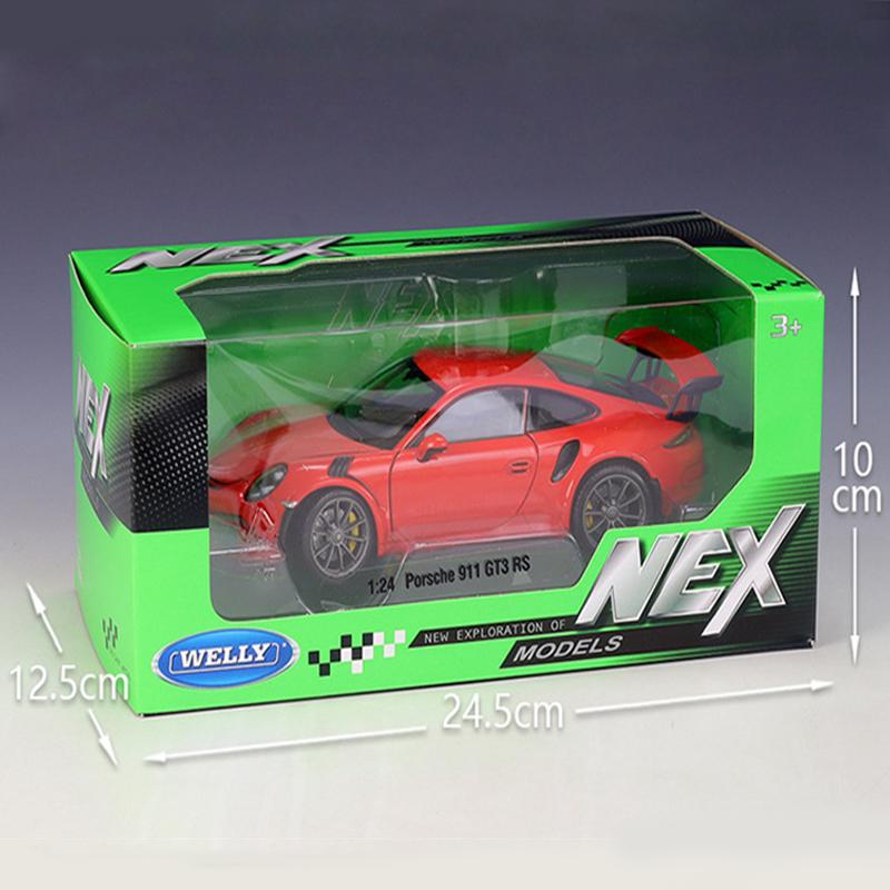 1/24 WELLY Porsche 911 GT3 RS sulamist sportauto mudel survevalu metallist mänguasja võidusõiduauto mudel High Simulation Collection, kingitus lastele