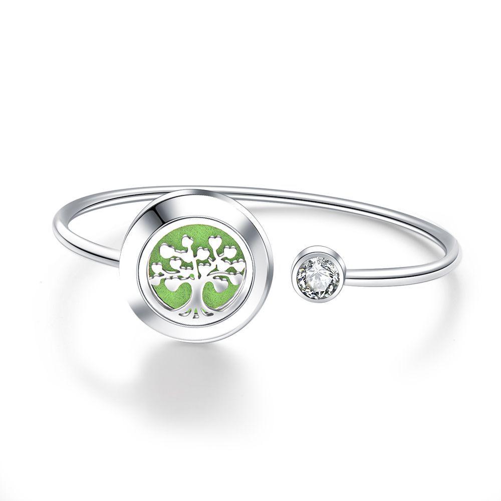 Tree of Life Aromatherapy Diffuser Bracelet - Rotating Hollow Design, Alloy & Stainless Steel, Non-Magnetic Couples Bracelets