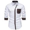 Casual Long-sleeved Shirt Men's Triangular Collar Contrasting Long-sleeved Shirt