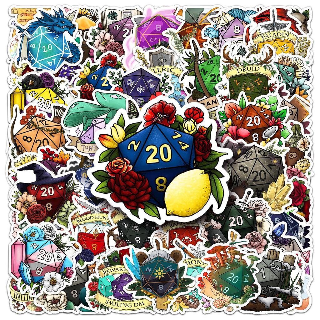 50 Dice Doodle Stickers Personality Trend Cool Play Creative Decoration Mobile Phone Case Skateboard Suitcase Stickers