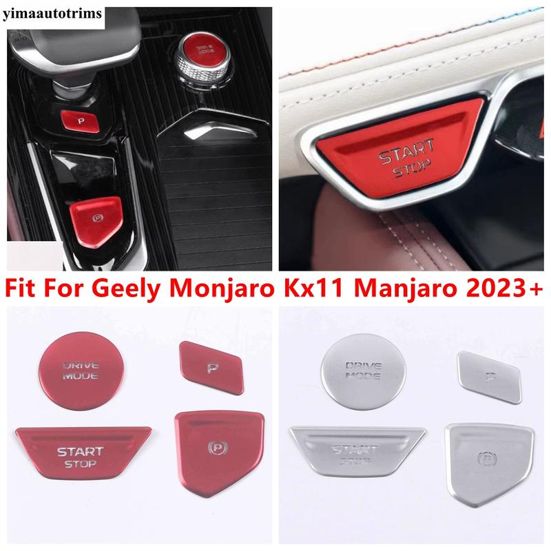 Start Stop Button Sequ / Auto P Gear Shift Panel Stickers Cover Trim Red Accessories For Geely Monjaro Kx11 Manjaro 2024