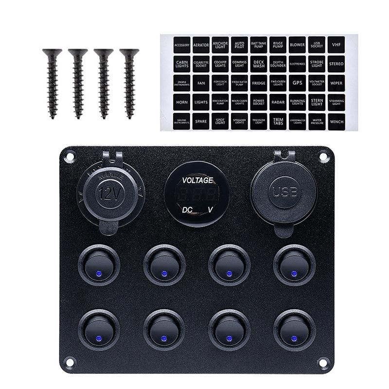 5 Gang 8 Gang Button Rocker Toggle Switch Panel Usb Control For Car Truck Marine Boat RV ATV UTV Camper Caravan Circuit Breaker