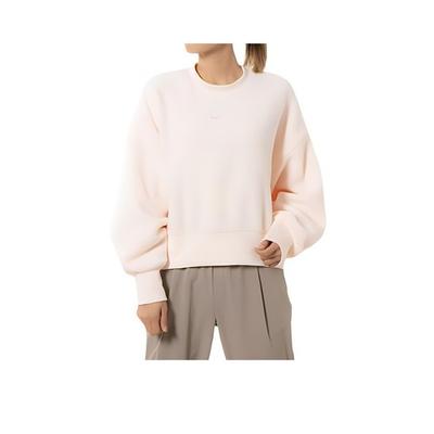 Women's Solid Color Pullover Long-Sleeve Sweatshirt In Beige