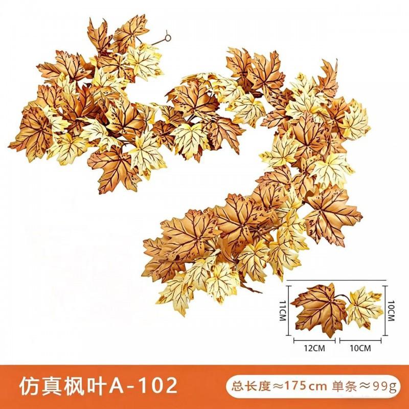 Artificial Maple Leaf Vine Fall Decor Black Leaves Harvest Season Home Decoration Silk Floral Garland