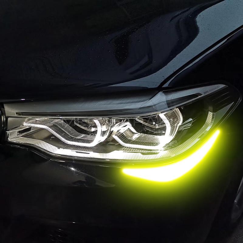 2Pcs/Set Reflective Car Headlight Stickers - Creative Personality Scratch Cover Stickers for Vehicle Hood Decoration