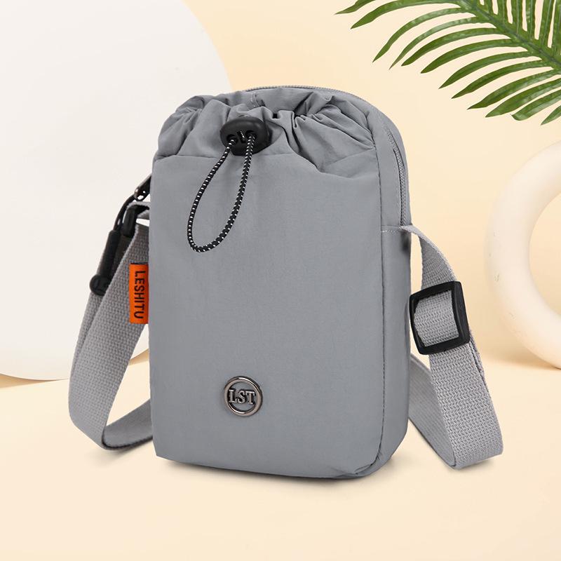 

Cross-border Multifunctional Messenger & Phone Bag - Casual Shoulder Bag with Water Bottle & Drawstring Cup Holder, Ideal for Sports & Fitness серый