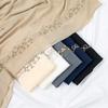 Ramadan Floral Embroidery Chiffon Scarf for Women Muslim Hijab Plain Premium Femme Headscarf Shawl Wrap Islamic Turban Bandana