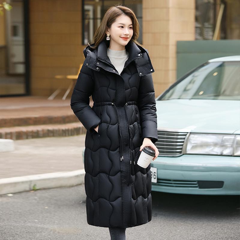 Autumn Winter Thicken Warm Parka Women Casual Solid Color Big Pocket Slim Long Hooded Coat Jackets Outwear