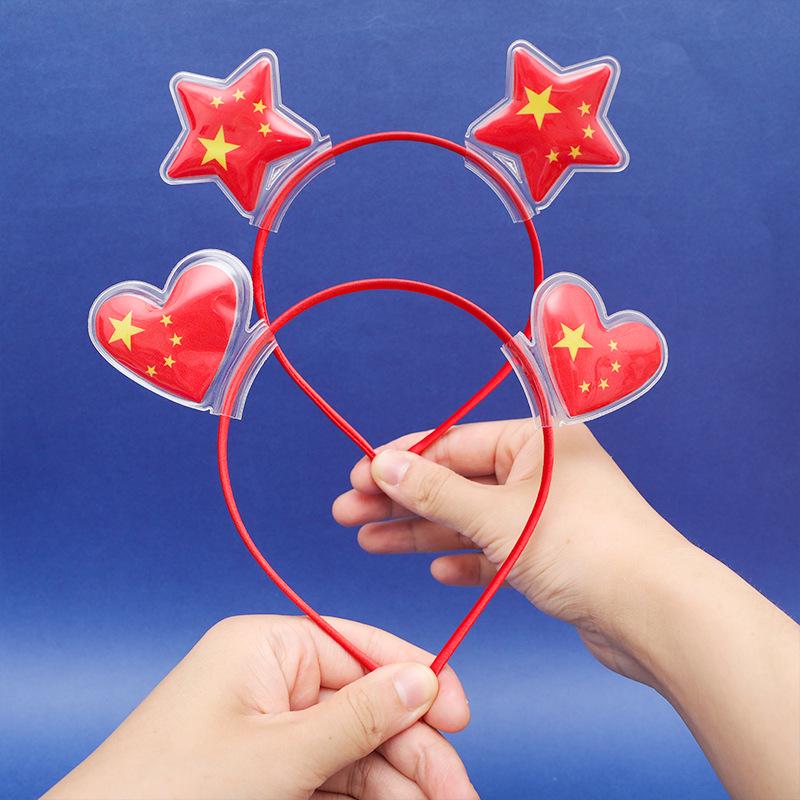 Patriotic Red Flag Festival Headband & Hair Clip Accessory