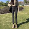 Trendy Women's High Waist Velvet Slimming Straight-Leg Jeans for Winter