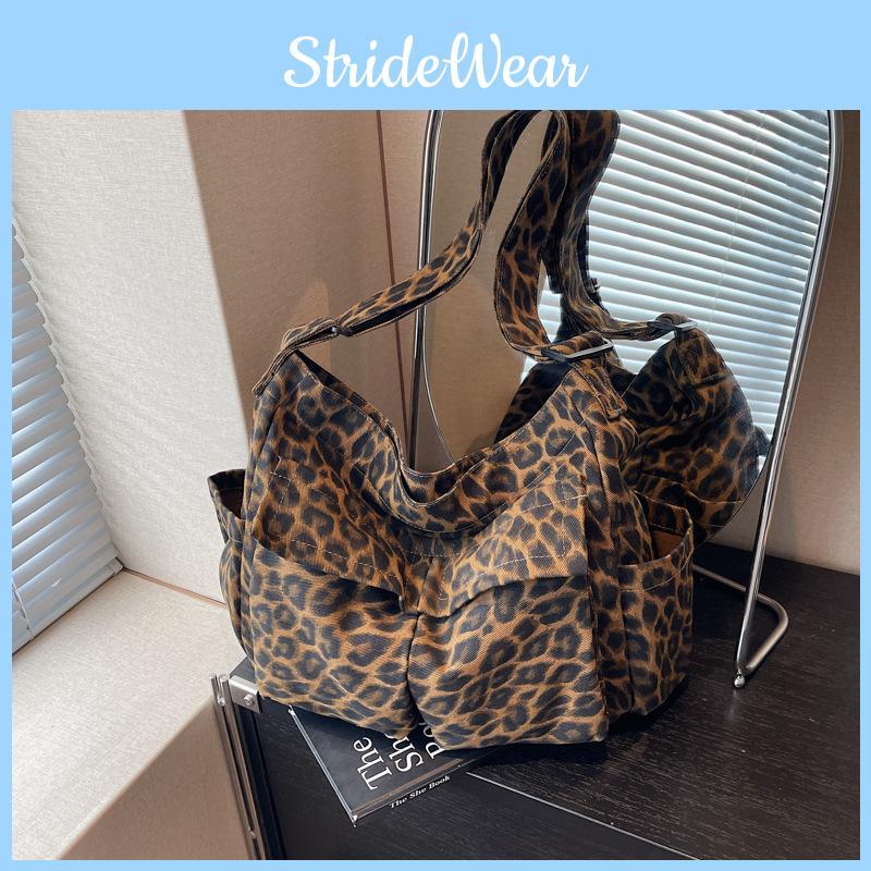 Canvas Print Leopard Handbag Single Shoulder Crossbody Bag Fashion