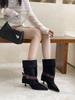 2025 New European and American Suede Belt Buckle Multi-wear Pointed Thin Heel Boots