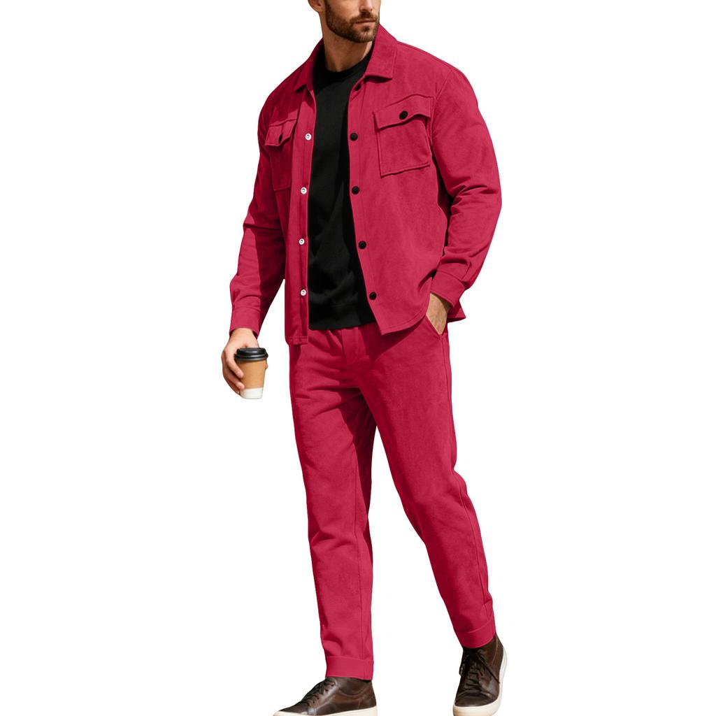 Completo casual sportivo da uomo con giacca button-down e pantaloni