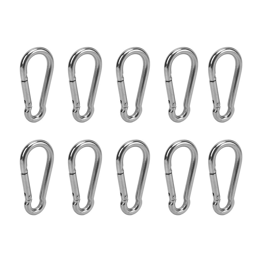 10Pcs Carabiner Clip Spring Snap Hook Stainless Steel Safety Buckle Lock for Hiking