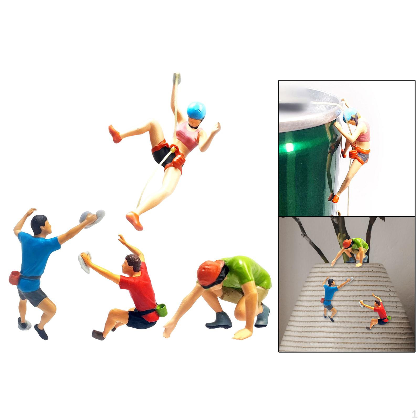 

4шт 1:Масштаб 64 Маленькие миниатюрные фигурки для скалолазания Модель из смолы Персонаж Сцена для Микро