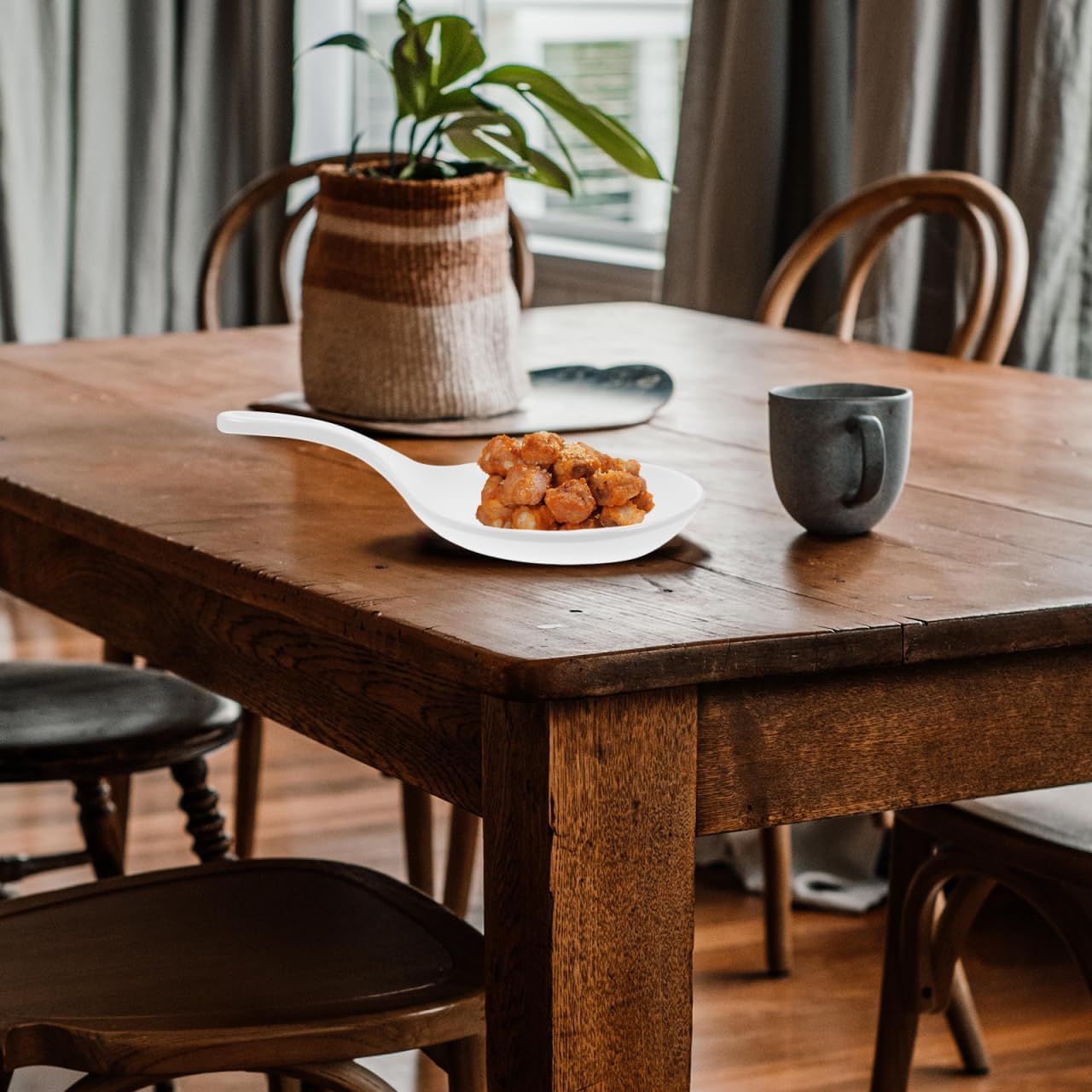 Luxshiny Breakfast Plates 2pcs with Handle - Melamine Sauce Dishes, Appetizer & Dessert Plates for Korean, Steak & Pizza