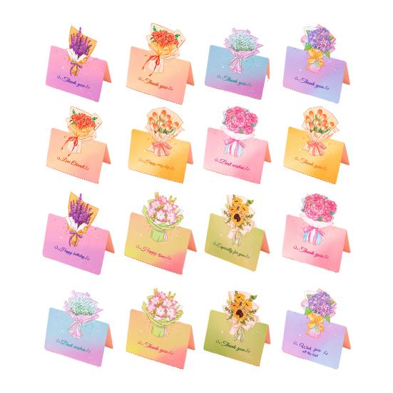 Holiday Blessing Card 10Pcs 3D Bouquet Greeting Card, Thank You Best Wishes Folding Floral Note for Mother's Day Father's