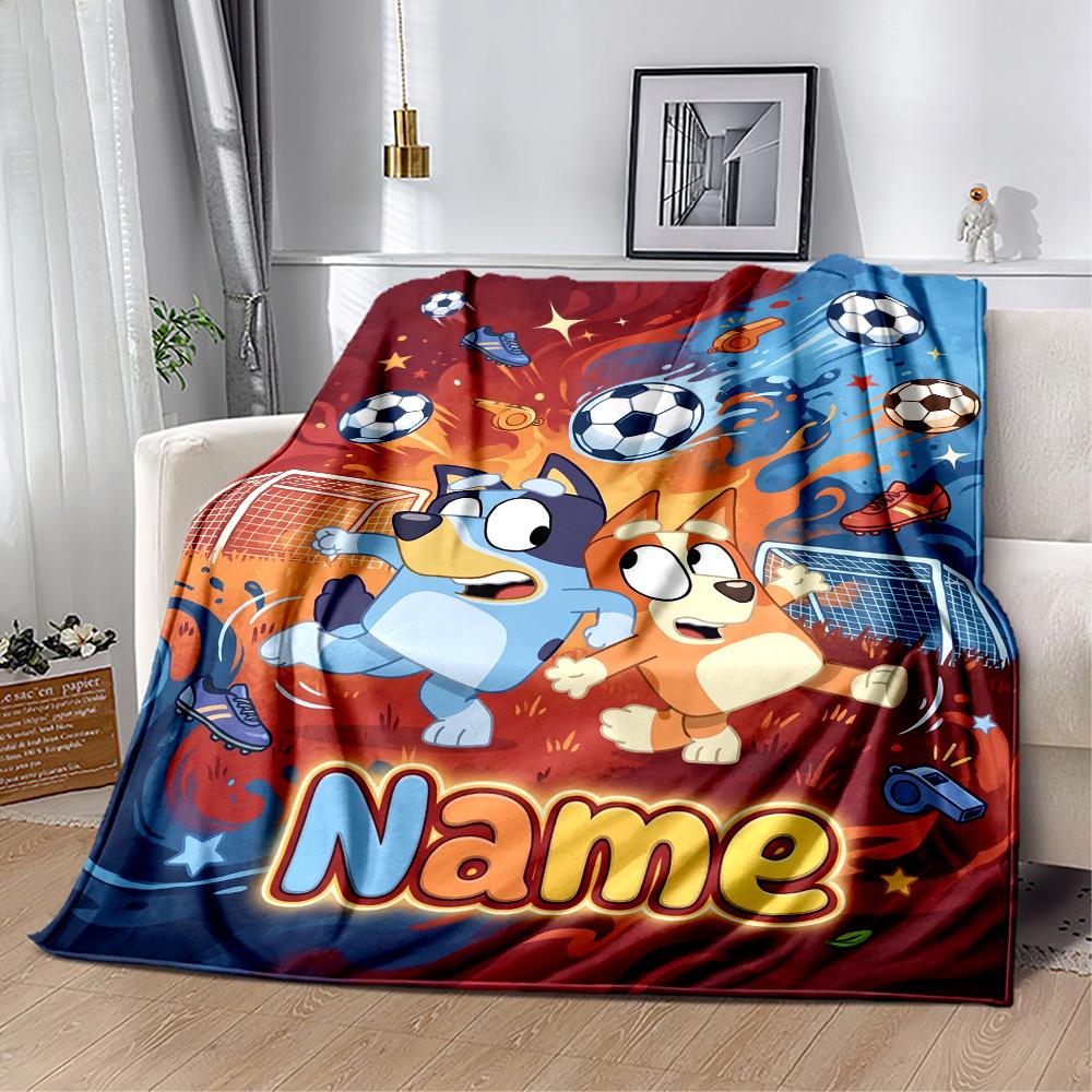 Blue Orange Friends Customize Text Blanket Lightweight Personalized Blanket Ultra-Soft Versatile for Office Livingroom Bedding Chair All-Season Use