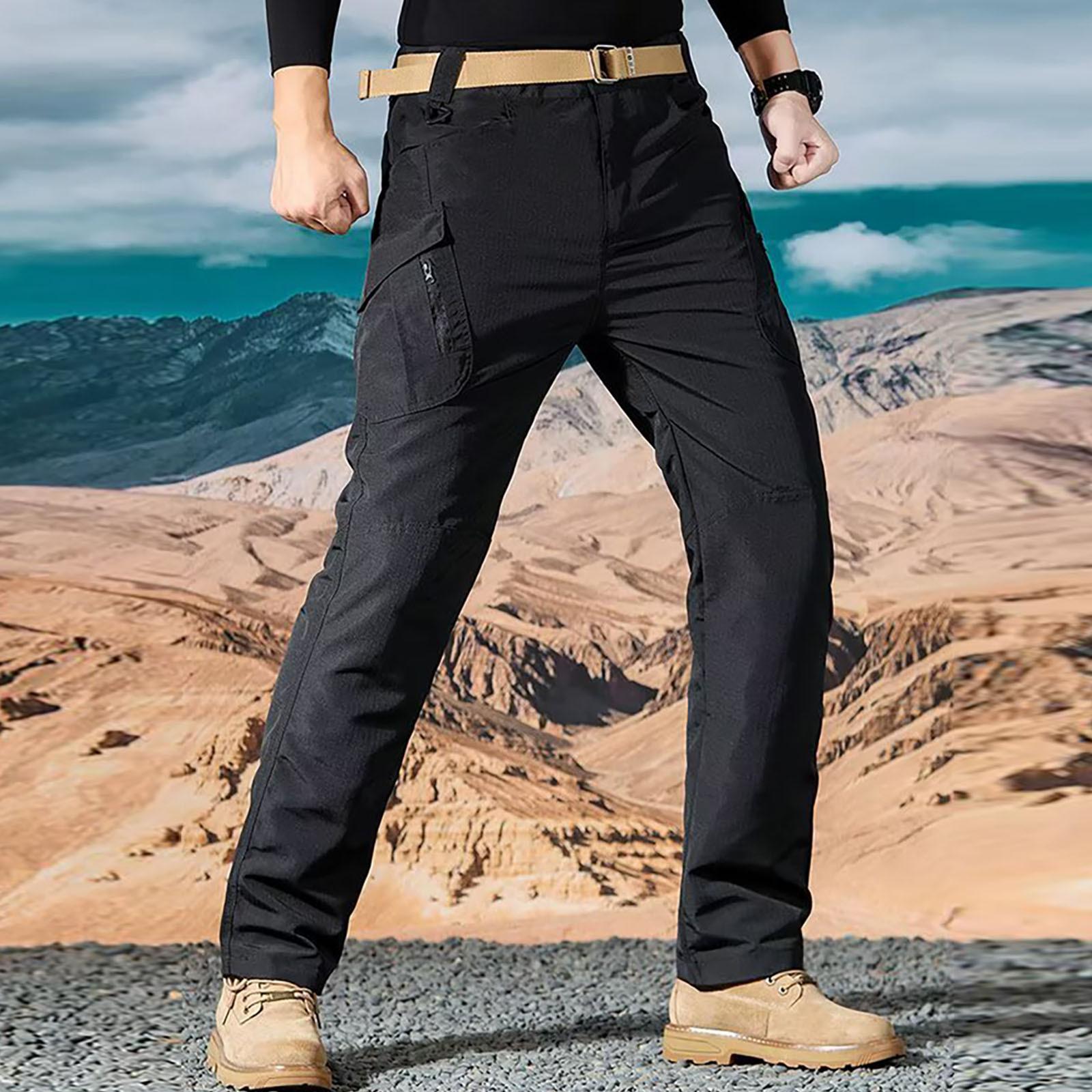 

Мужские комбинезоны, повседневные брюки с несколькими карманами и завязками, походные брюки, хлопковые саржевые брюки L чёрный